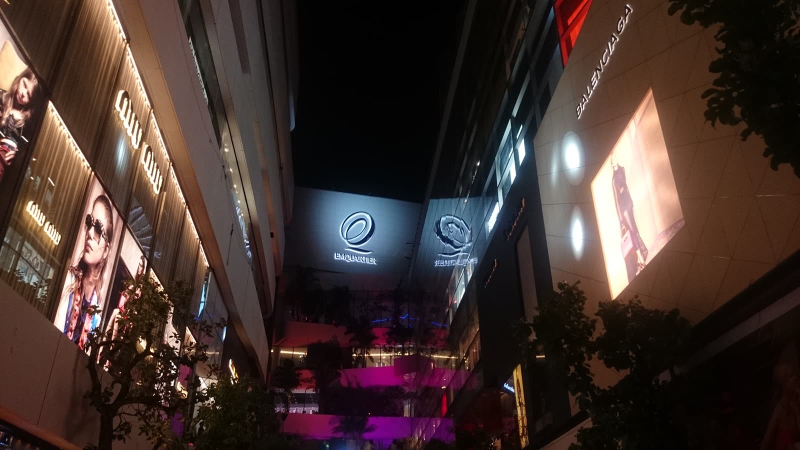 EmQuartier shopping complex at night in Bangkok