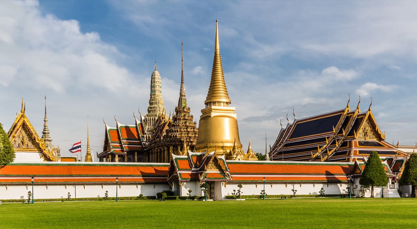 Wat Phra Kaew temple roofs inside the Grand Palace complex in Bangkok