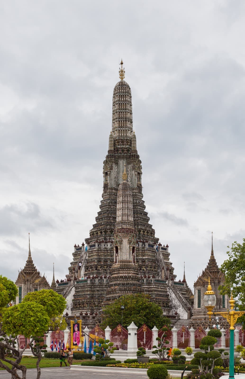Wat Arun prang seen from the temple grounds in Bangkok