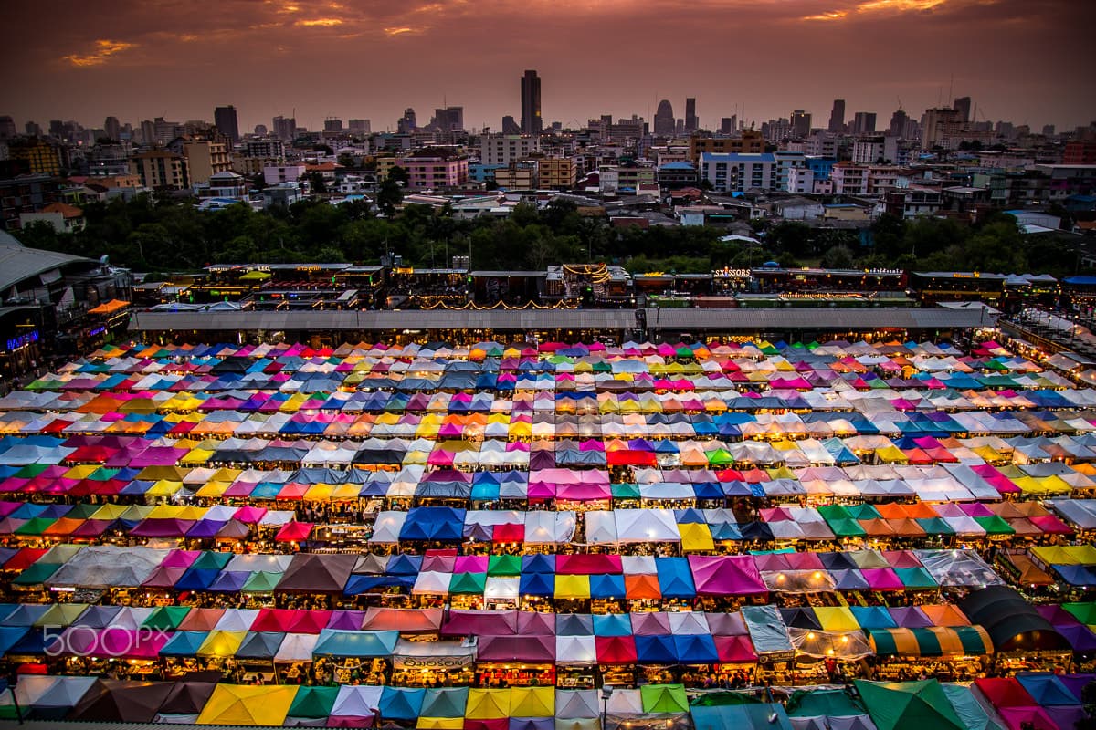 Bangkok night market scene used as a thematic image for Chang Chui Creative Park