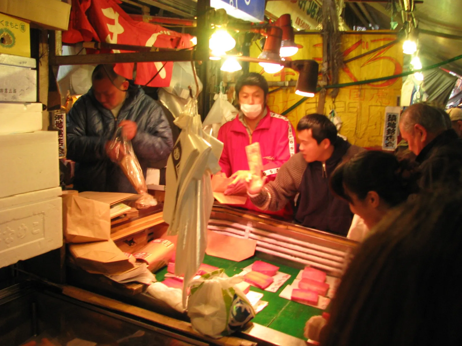 Tsukiji Outer Market food shops in Tokyo