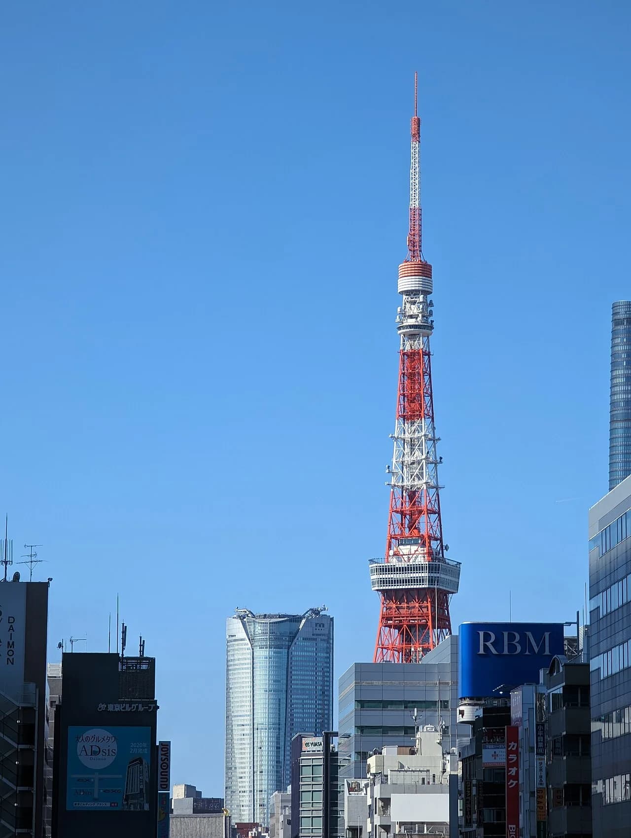 Tokyo Tower and Roppongi Hills Mori Tower seen from Hamamatsucho